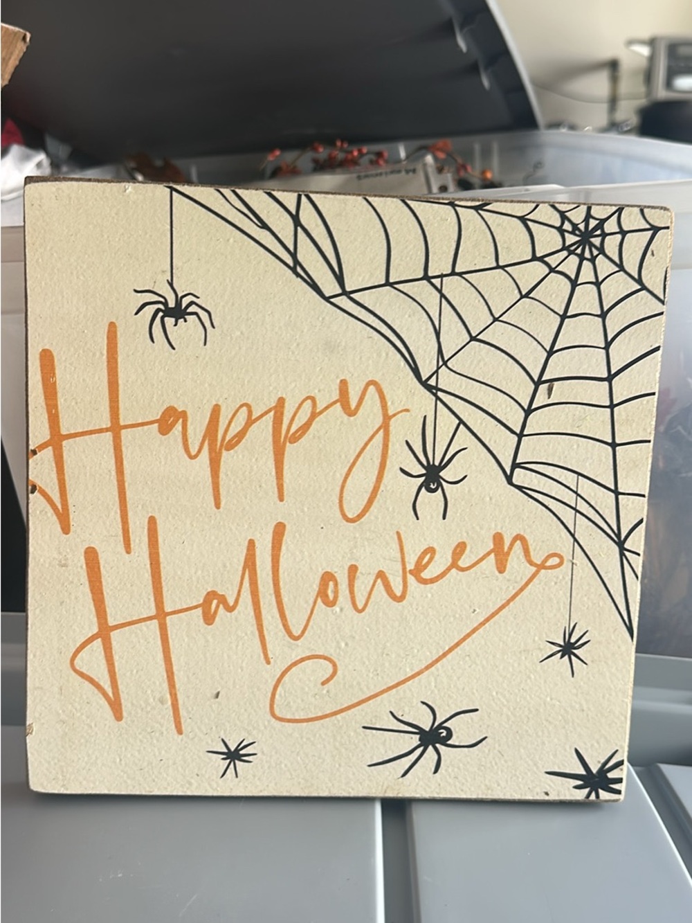 Happy Halloween Wall Sign - Orange and Black